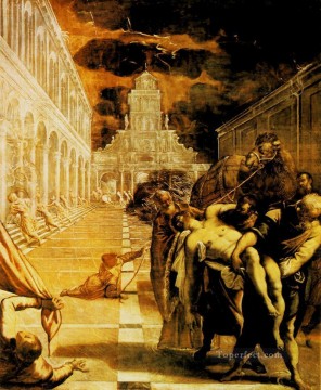  italiano Lienzo - El robo del cadáver de San Marcos Tintoretto del Renacimiento italiano